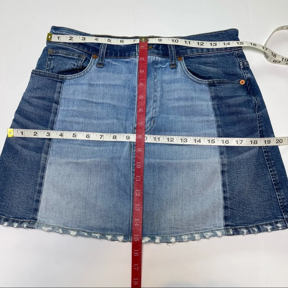 Madewell Pieced McCarren A-Line Denim 2-Tone Jean Skirt Size 29